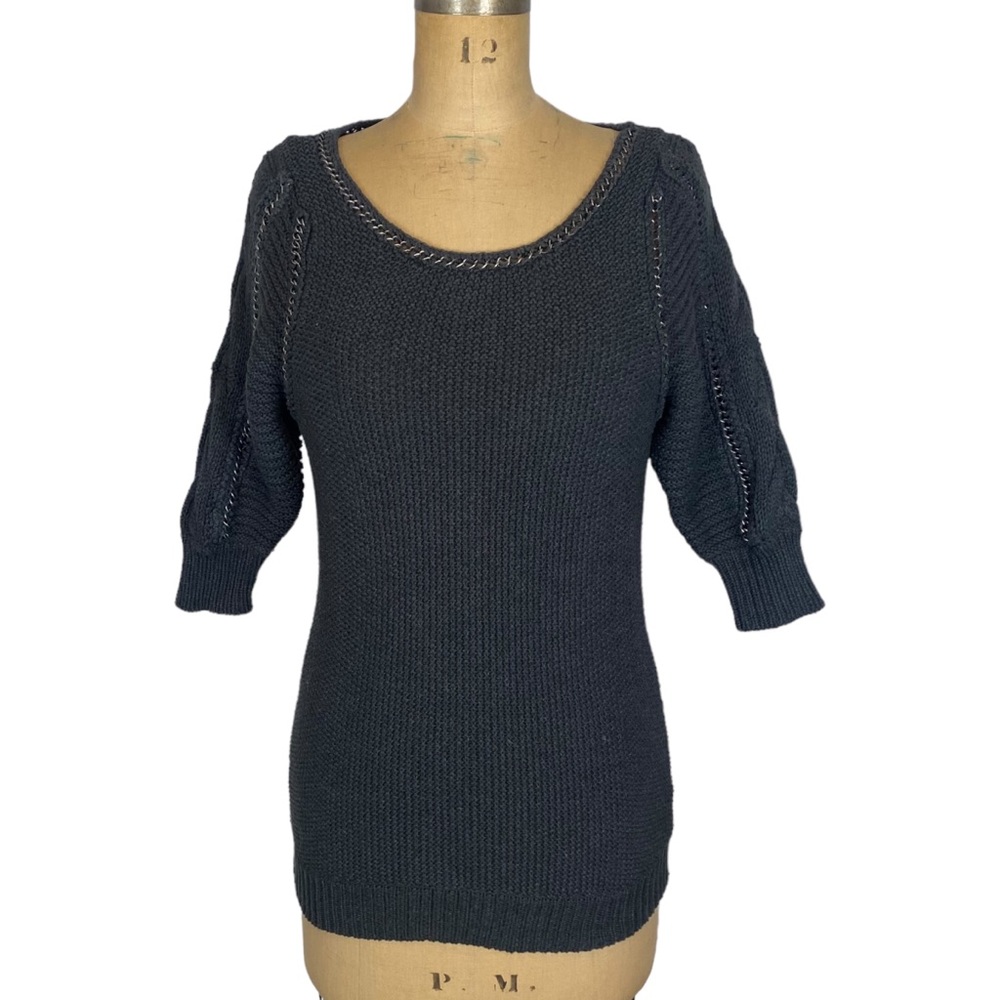 LC Lauren Conrad Chain Detail Charcoal Grey Sweater Size XS